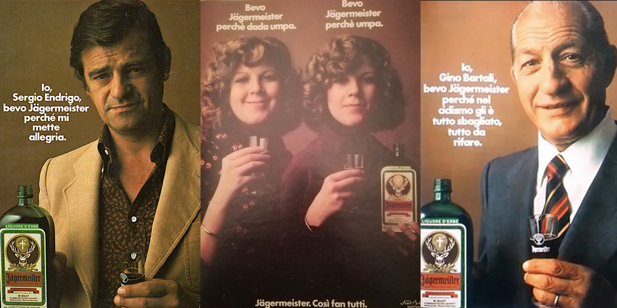 Jägermeister Campagna pubblicitaria così fan tutti Jägermeister Campagna pubblicitaria vintage 74–83