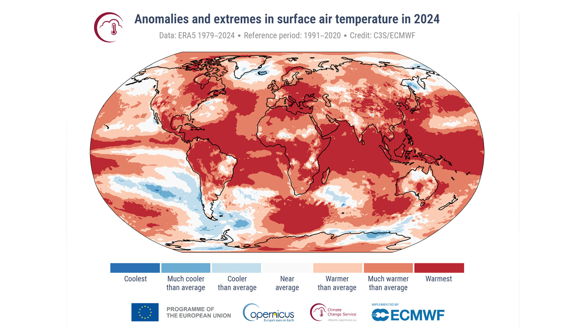 grafico che illustra le anomalie più estreme sulla temperatura dell'aria a livello globale